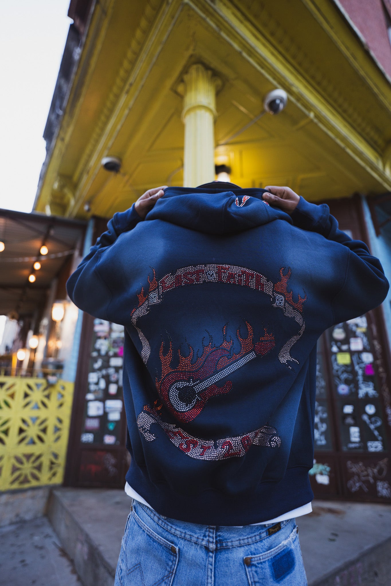 Studded Guitar Hoodie (Deep Navy)