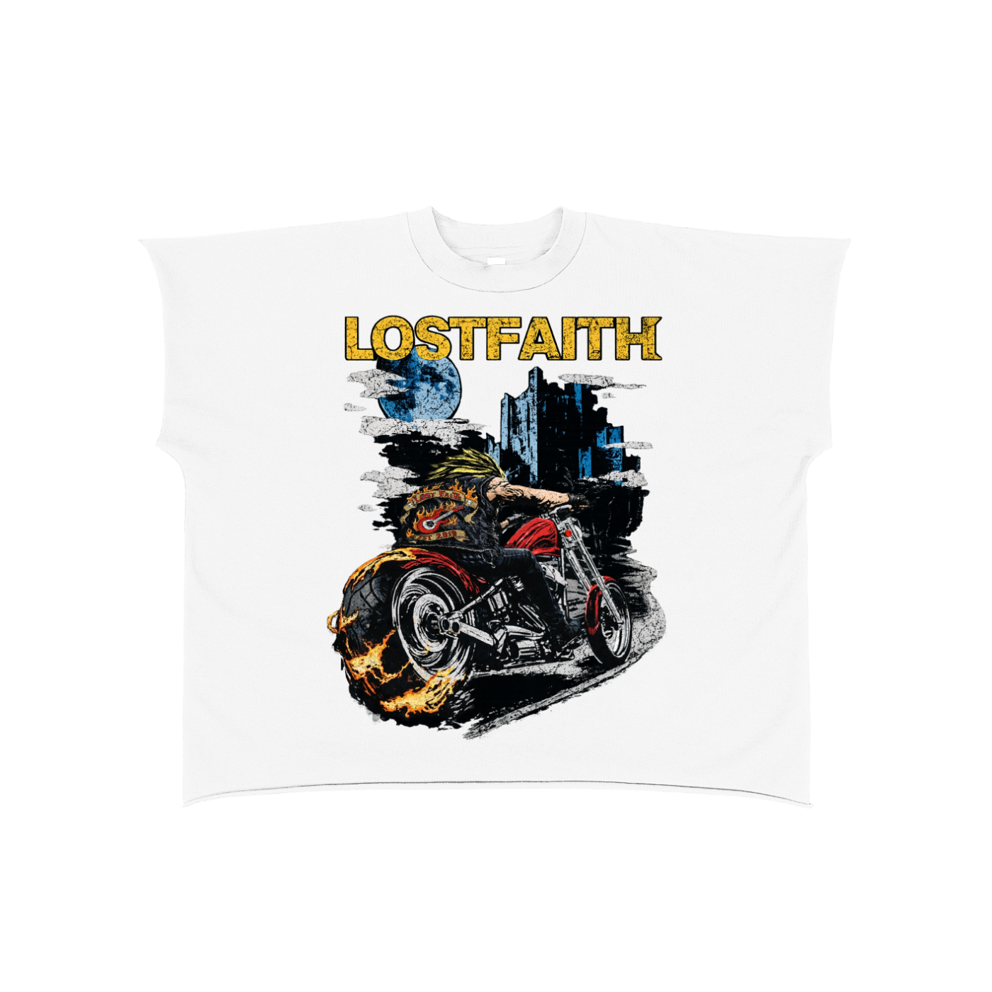 MIDNIGHT BURNOUT RAW EDGE TEE