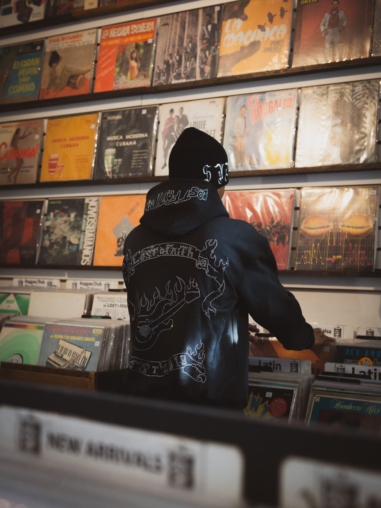 Rhinestone Guitar Hoodie (Black/Sliver)