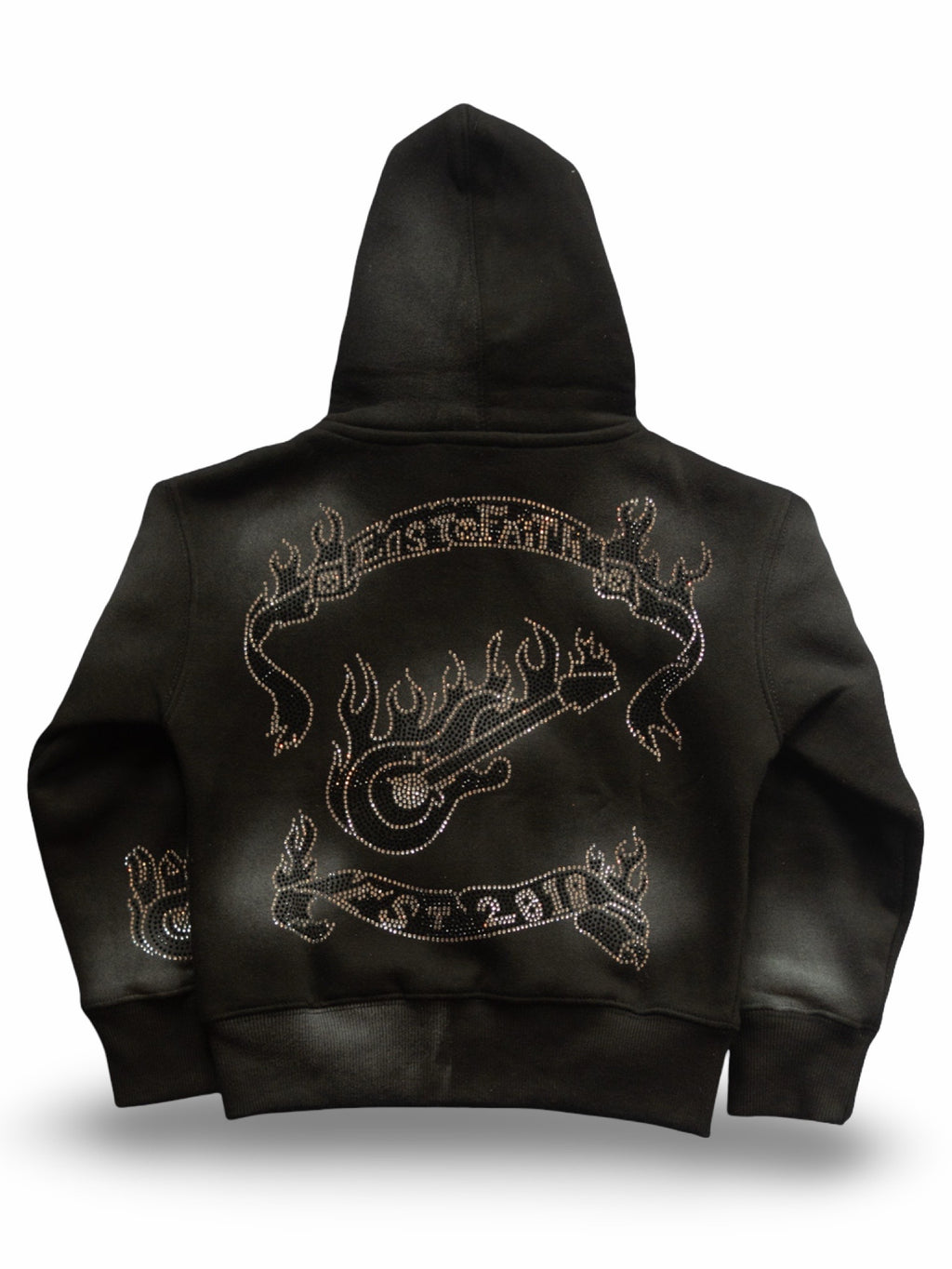 Rhinestone Guitar Hoodie (Black/Sliver)