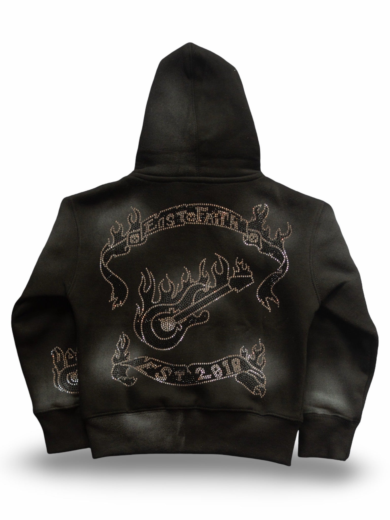 Rhinestone Guitar Hoodie (Black/Sliver)