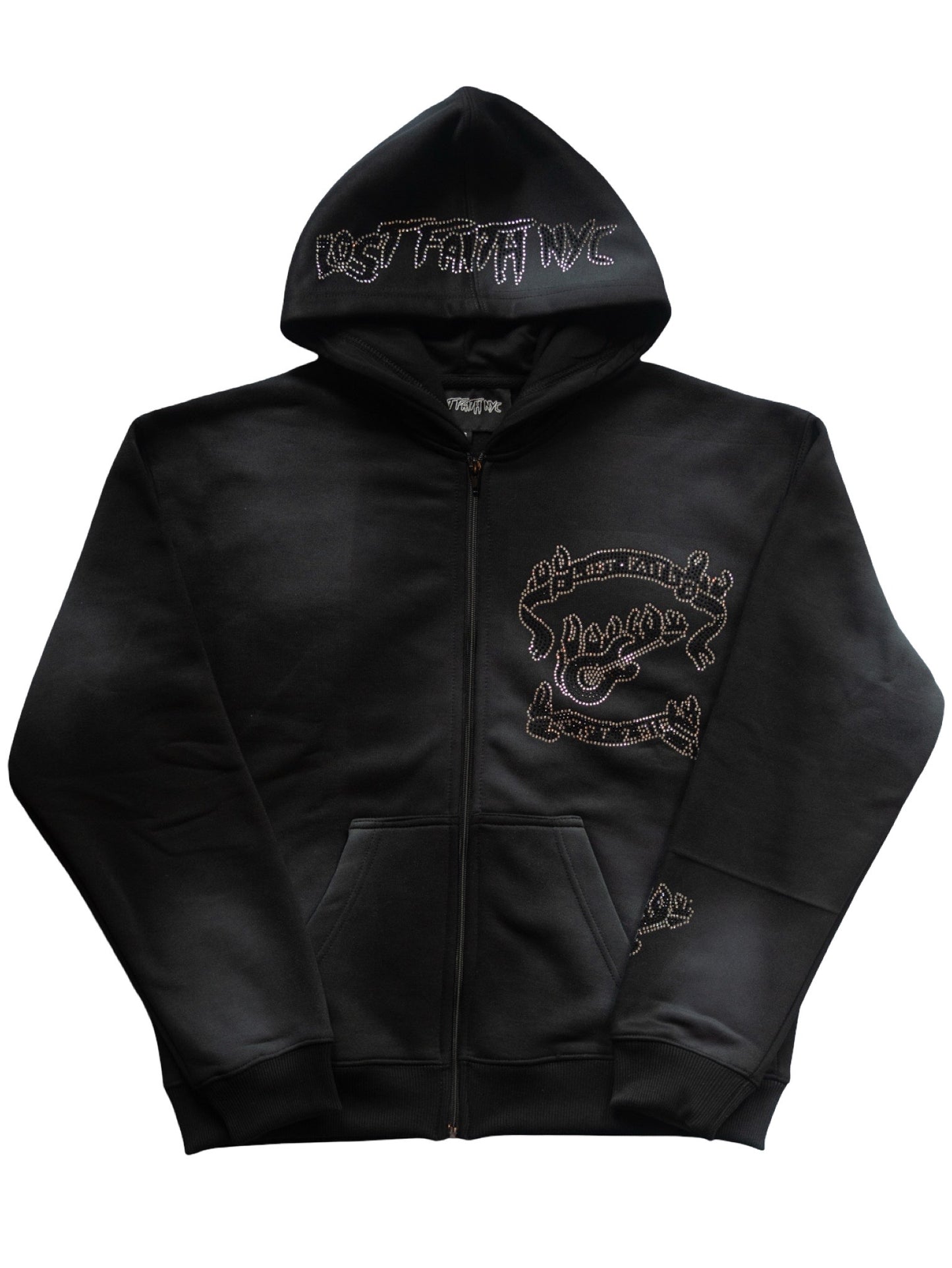 Rhinestone Guitar Hoodie (Black/Sliver)