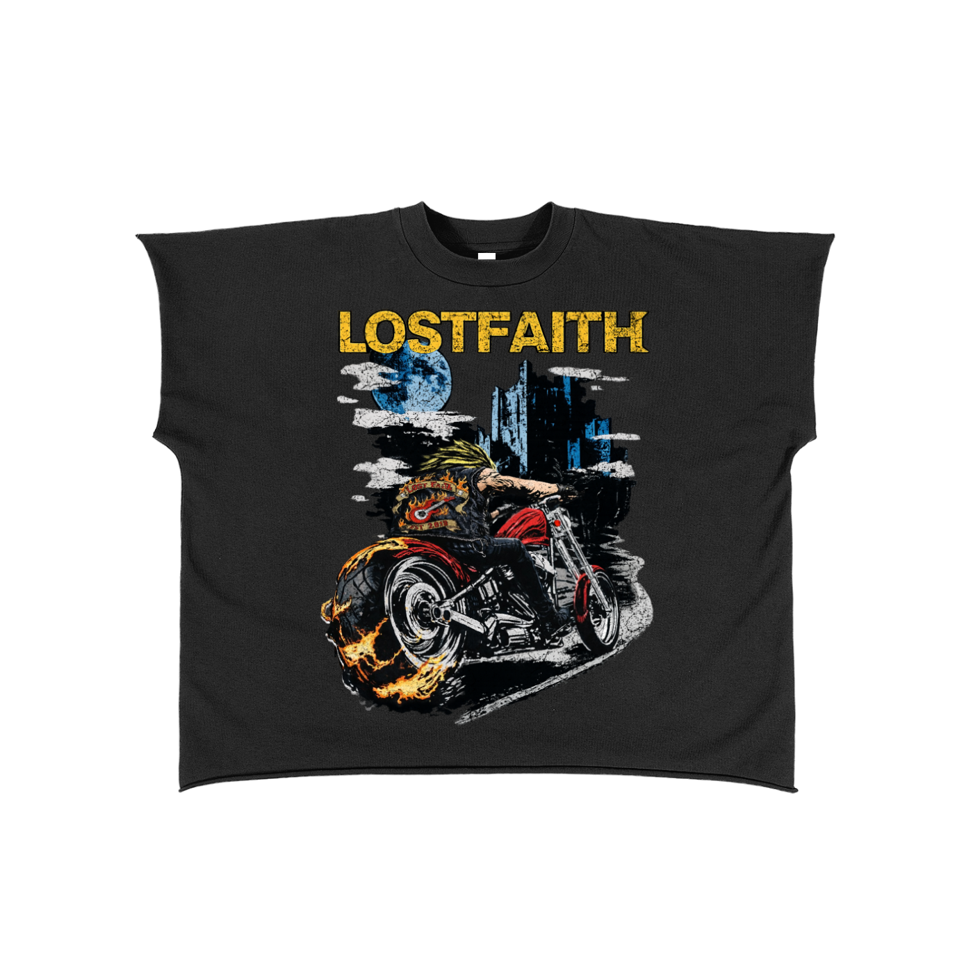 MIDNIGHT BURNOUT RAW EDGE TEE